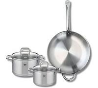 ELO 9699650 Batterie de cuisine 3 pièces, Ensemble de 1 Poêle de cuisson 32 cm et 2 faitouts 16 et 20 cm Elo Profi Citrin, inox, induction, Gris Cendré