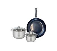 Ensemble de 1 Poêle de cuisson 32 cm et 2 faitouts 16 et 20 cm Prima Brillant Elo