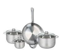 ELO 9874450 Batterie de cuisine 4 pièces, Ensemble de 1 Poêle de cuisson 32 cm et 3 faitouts 14, 20 et 24 cm Elo Profi Brillant, inox, induction, Gris