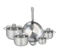 ELO 9874850 Batterie de cuisine 5 pièces, Ensemble de 1 Poêle de cuisson 32 cm et 4 faitouts 12, 14, 20 et 24 cm Elo Profi Brillant, inox, induction, Gris