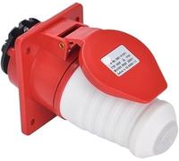 Ensemble de 1 prise industrielle étanche - Prise encastrée inclinée 16 A/32 A à 3 et 4 conducteurs, connecteurs mâle et femelle(4p16a 014 Concealed 414 Set)