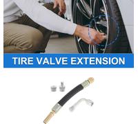 Ensemble De 1 Rallonge De Valve De Pneu En Cuivre À 90 Degrés Avec Tige De Valve De Pneu Flexible En Plastique De 125 Mm Pour Voiture, Moto, Camping-Car, Camion, Vélo