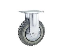 Ensemble de 1 roulette industrielle robuste 20 cm (8 pouces) avec frein, roue d'étagère en PVC gris et chariot pivotant(Directional)