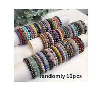 Ensemble de 10 bracelets en perles de pierre naturelle, bijoux élastiques faits main, collection de