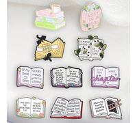 Ensemble de 10 broches en émail avec citations de lecture pour les rats de bibliothèque, épingles de revers florales littéraires, cadeau de décoration de sac à dos pour les amateurs de littérature Tai