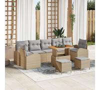Ensemble De 10 Canapés De Jardin Vidaxl Avec Coussins Beige Poly Rattan Acacia, Canapé De Jardin 2 Places Vidaxl Avec Rangement & Coussins Beige Poly Rattan, Ensemble De Salle À Manger De Jardin 3 Piè