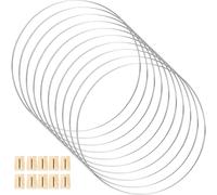 Ensemble de 10 cerceaux floraux en métal avec support en bois, anneau de couronne argenté 12 pouces pour centres table mariage et fête