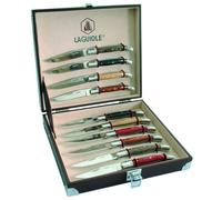 Ensemble de 10 couteaux pliants, manches en bois exotiques