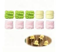 Ensemble de 10 cure-pipes extra épais en polaire corail pelucheuse, tiges chenille de 1 mètre de long, 3 vert fruit, 2 jaune crème, 5 rose clair