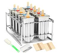 Ensemble de 10 moules à glace maison, acier inoxydable 304, moule à glace réutilisable avec support de bâtonnets