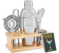 Ensemble de 10 outils de barman en acajou - Kit de barman parfait pour la maison et le shaker à cocktails Martini pour une expérience de mixage parfaite - Cadeau de pendaison de crémaillère amusant