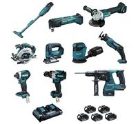Makita - Ensemble 10 Machines 18v 5ah (dhp481 + Dtd154 + Dga506 + Dhs680 + Dhr243 + Dtm51 + Djr183 + Dbo180 + Dcl180 + Djv182) Dlx1011ptj Dlx1011ptj