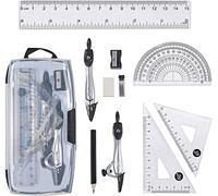 Ensemble de 10 pièces Géométrie-mathématiques , Boussoles scolaires Boussoles géométriques , pour dessiner, mesurer, modèle mathématique avec boîte de rangement.