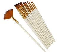 Ensemble de 10 Pinceaux d'Art Professionnels, Poils en Nylon à Bout Rond pour Peinture à l'Huile, Aquarelle, Fournitures Scolaires