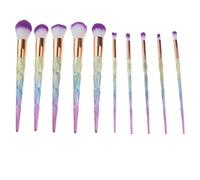 Ensemble de 10 pinceaux de maquillage, manche arc-en-ciel licorne, poils synthétiques, kit de maquillage professionnel