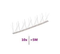 vidaXL Ensemble de 10 pointes à 5 rangées contre oiseaux Inox 5 m G