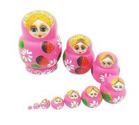 Ensemble de 10 poupées russes gigognes en bois, motif fraise et fille, baies et marguerites, poupées Babouchka à empiler, jouets pour enfants, décoration de Noël, d'anniversaire ou pour la maison