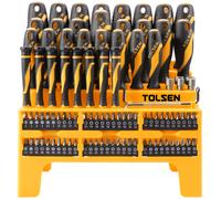 TOLSEN 20185 Jeu de tournevis Outillage avec support porte-tournevis 100 pièces tournevis assortis + embouts + douilles professionnelles