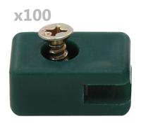 Ensemble de 100 supports de fil de clôture avec vis Vert