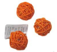 Ensemble de 10pcs Osier Naturel rotin Tableau fête de Mariage à Suspendre d'équilibre Boules de Noël décoratifs 5cm Orange