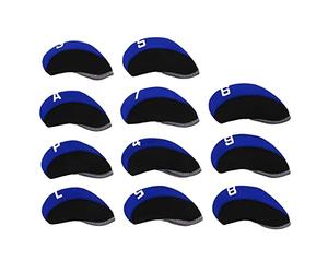 Ensemble de 11 Couvre-têtes de Club de Golf en néoprène numérotés, Protection Durable pour Les têtes de Clubs de Golf, Set de Couvre-Fer résistant avec Identification numérique (Bleue)