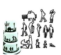 Ensemble De 11 Fondant/Cookie Cutter Couples Silhouette Gumpaste Fleurs Sucre Artisanat Moule Outils De Décoration De Gâteau pour Mari Femme, Familles De Mariage Thème d'anniversaire