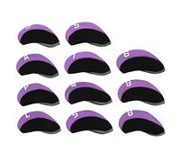 Ensemble de 11 Housses de tête pour Clubs de Golf, protège-têtes en néoprène numérotées, Set Durable pour Clubs de Fer avec Identification numérique Transparente, pour Hommes et (Violette)