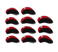 Ensemble de 11 Housses de tête pour Clubs de Golf, protège-têtes en néoprène numérotées, Set Durable pour Clubs de Fer avec Identification numérique Transparente, pour Hommes et (Rouge)