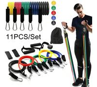 Ensemble de 11 pièces de bandes de résistance pour la fitness à la maison, fabriqué en matériau de tube de latex durable, capacité de poids maximale jusqu'à 150 lbs; kit d'accessoires portables comple