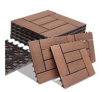 Ensemble de 11 pièces de carrelage de sol emboîtable WPC pour extérieur 30x30 cm