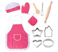 Ensemble de 11 tabliers de cuisine pour enfants - Accessoires de cuisine - Cadeau pour filles à partir de trois ans - Rouge rose