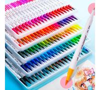Ensemble de 12/36/100 stylos aquarelle couleurs Marqueurs à double pointe Pinceau Dessin Esthétique Professionnel Manga Fournitures scolaires et de bureau Papeterie 12 couleurs,36 couleurs,100 couleur