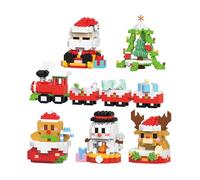 Ensemble de 12 Blocs de Construction de Conception de Père Noël, Décor À Thème de Blocs de Construction de Noël, Mini Figurines de Construction, Bas de Noël À Faire Soi-même, Arbre de Noël 6pcs