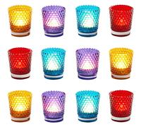 Lot de 12 bougies chauffe-plat orientales Alian fabriquées à la main en verre 6,5 cm