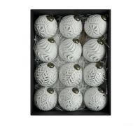 Ensemble de 12 Boules de Noël pour rétro en PVC Incassable, Ensemble | Décoration de Sapin Style Campagne avec Anneau de pour suspension, Ornements Festifs pour Maison et pour intérieur, Boîte