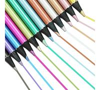 Ensemble de 12 Crayons de Couleur Métalliques, Crayons de Couleur Métalliques, Crayons de Couleur en Bois, Utilisés pour Colorier, Dessiner, Esquisser, Créer des Cartes de Vœux (12 Couleurs)