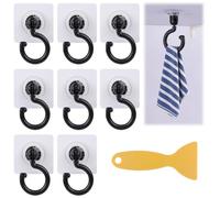 Ensemble de 12 Crochets Auto-adhésifs avec 1 Raclette, Crochets Adhésifs Rotatifs à 360° en Plastique Transparent - Idéal pour Salle de Bain, Cuisine, Bureau et Plafond, Supportant jusqu’à 5 kg