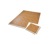 Ensemble de 12 Dalles Carrées Tapis de sol Sport 12 pièces avec 24 bordures imprimé bois