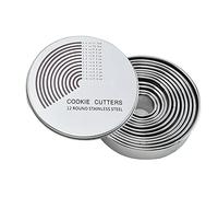 Ensemble de 12 emporte-pièces ronds, cercles à pâtisserie pour découpe de biscuits, moules à biscuits fondants avec récipient
