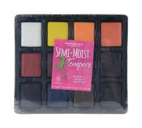 Ensemble de 12 ensembles de tempera semi-humides / Grand / G teaux dans un plateau noir