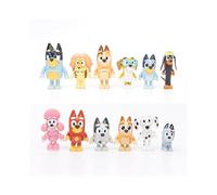 Ensemble de 12 figurines Bluey - Famille et amis articulées, jouet d'action pour enfants, cadeau idéal