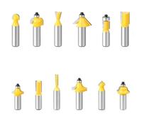 Ensemble de 12 fraises à bois queue cylindrique, droites finition, outil coupe et gravure en carbure pour mini-perceuse(12PCS 8mm no Box)