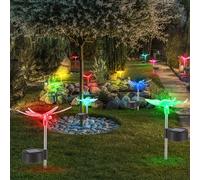 Ensemble De 12 Lampes Solaires À LED RGB Design Libellule Papillon