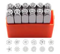 Ensemble de 12 poinçons de fleurs en métal pour l ' impression de métal, de cuir et de bois, ensemble d ' outils d ' estampage de 1/8" 1/4" (3 mm 6 mm) pour le bricolage du travail du cuir