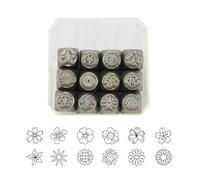 Ensemble de 12 poinçons de fleurs en métal pour l ' impression de métal, de cuir et de bois, ensemble d ' outils d ' estampage de 1/8" 1/4" (3 mm 6 mm) pour le bricolage du travail du cuir