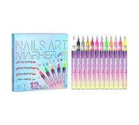 Ensemble de 12 stylos à pointe fine de 0,5 mm pour nails art, sans cuisson et marqueurs à séchage rapide pour adultes, design anti-fuite pour la peinture, le pointage, la maison