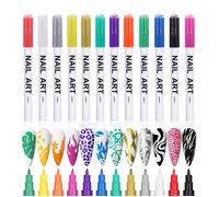 Ensemble de 12 stylos de nail art 3D de couleurs différentes stylo à pointiller pour nail art et manucure DIY (0 7 mm)
