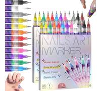 Ensemble de 12 stylos pour nail art, marqueurs et stylos vernis à ongles - Séchage rapide et brillance longue durée, outils pour nail art : graffiti, pointillisme, peinture, liner, DIY (2pcs)