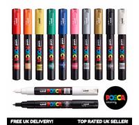 Ensemble De 12 Stylos Professionnels Posca PC-1M Encre Noire + Blanche