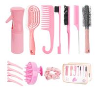 Ensemble de 14 brosses à Cheveux Comprenant Une Trousse de Maquillage Transparente,Un Flacon pulvérisateur, Une Brosse à Cheveux,Une Brosse pour Le Cuir chevelu et des épingles à Cheveux